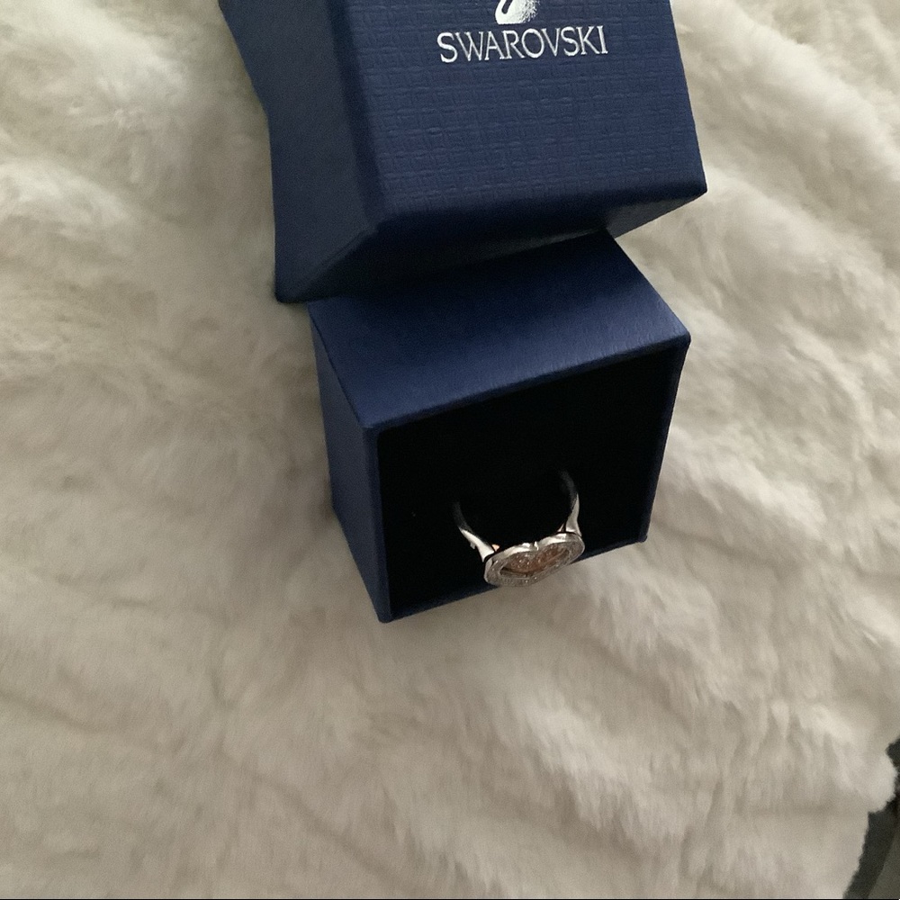 Swarovski Heart Ring, intertwining sterling Silver & Rose Gold - Picture 3 of 4